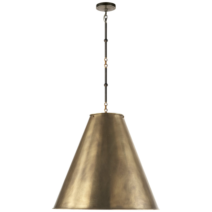 Visual Comfort Signature TOB 5014BZ/HAB-HAB Two Light Pendant, Bronze with Antique Brass