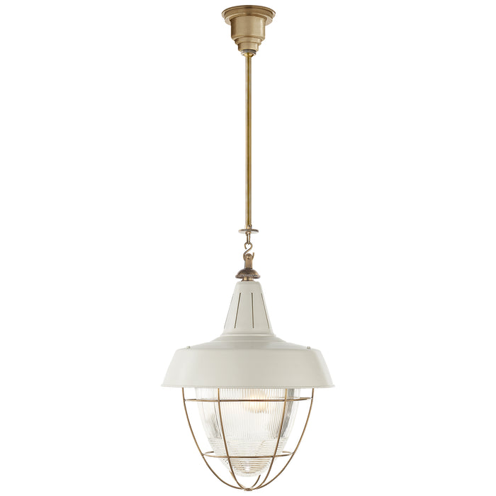 Visual Comfort Signature TOB 5042HAB-WHT Two Light Pendant, Hand-Rubbed Antique Brass