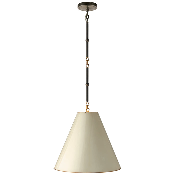 Visual Comfort Signature TOB 5090BZ/HAB-AW One Light Pendant, Bronze with Antique Brass