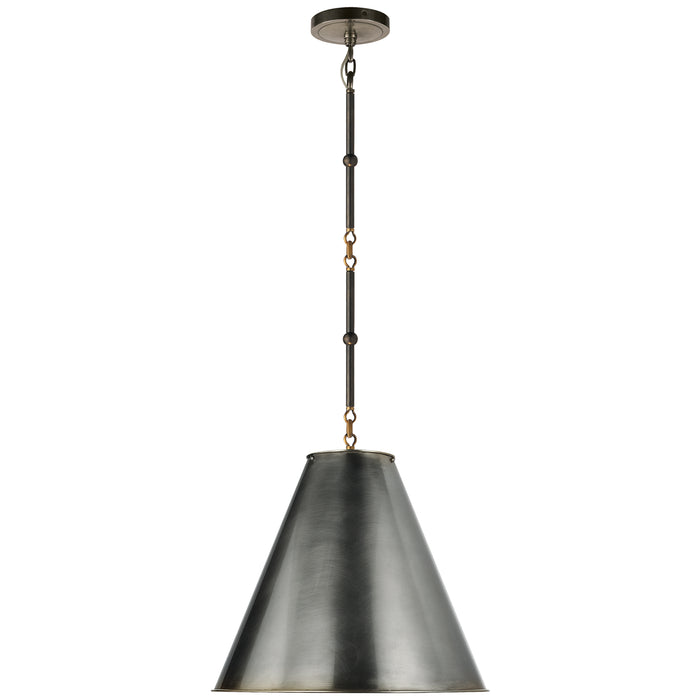 Visual Comfort Signature TOB 5090BZ/HAB-BZ One Light Pendant, Bronze with Antique Brass