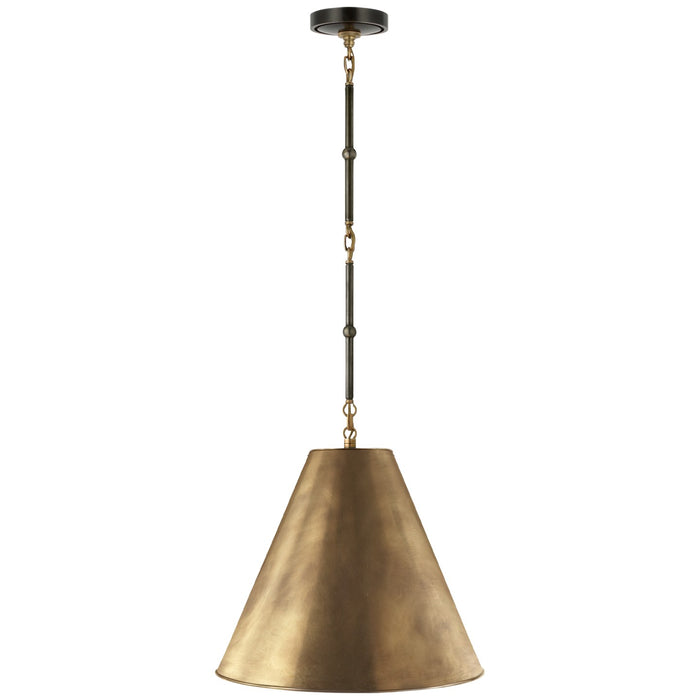 Visual Comfort Signature TOB 5090BZ/HAB-HAB One Light Pendant, Bronze with Antique Brass
