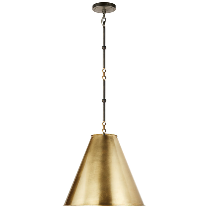 Visual Comfort Signature TOB 5090BZ/HAB-HAB One Light Pendant, Bronze with Antique Brass
