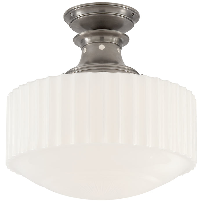 Visual Comfort Signature TOB 5150AN-WG One Light Flush Mount, Antique Nickel