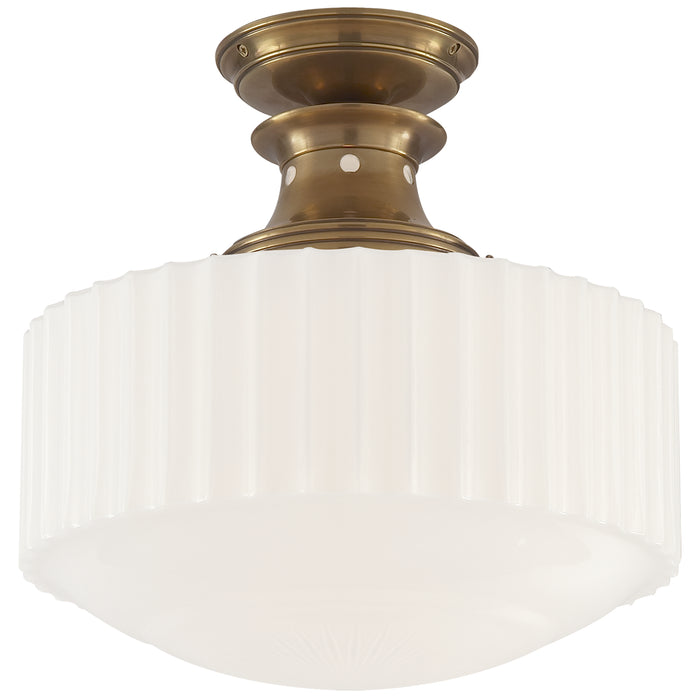 Visual Comfort Signature TOB 5150HAB-WG One Light Flush Mount, Hand-Rubbed Antique Brass