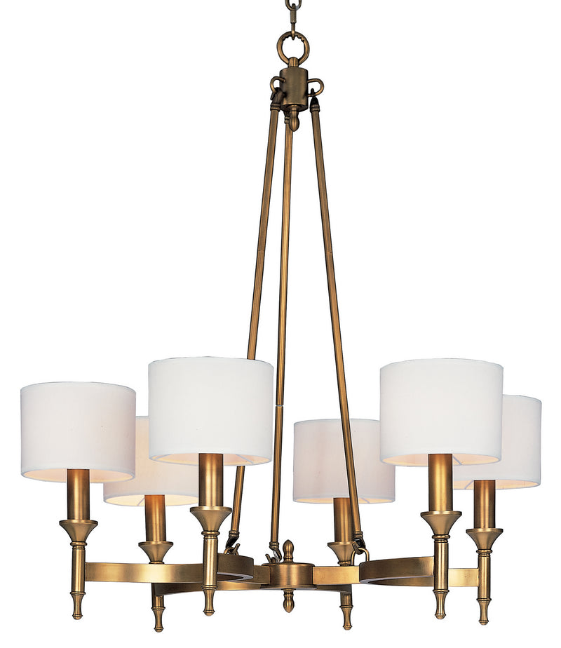Maxim 22375OMNAB Six Light Chandelier, Natural Aged Brass