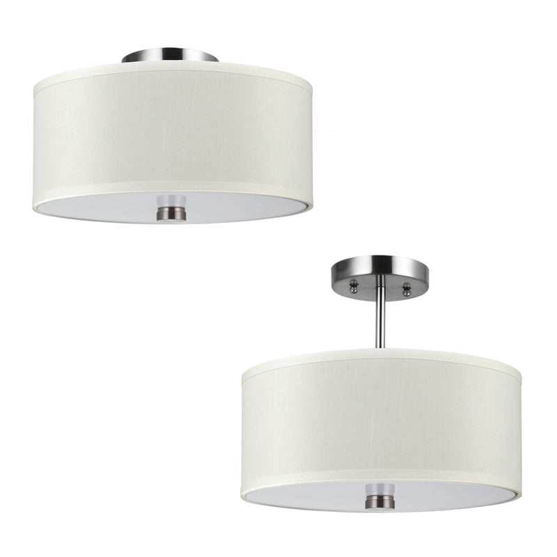 Visual Comfort Studio 77262-962 Two Light Semi-Flush Convertible Pendant, Brushed Nickel
