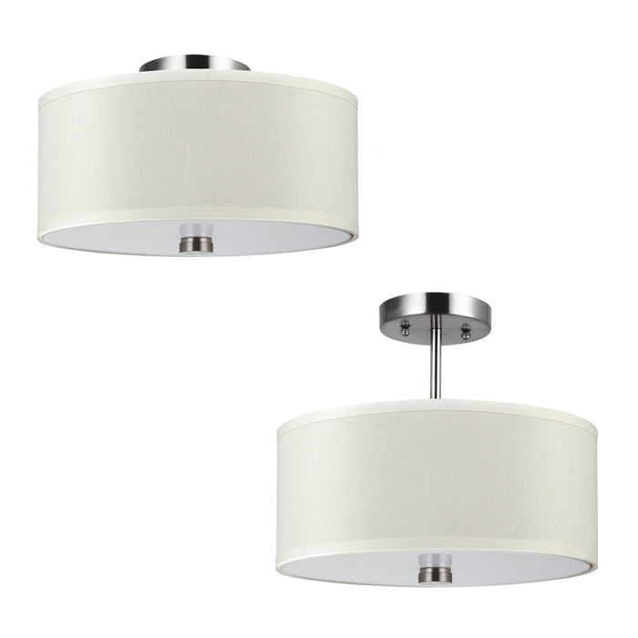 Visual Comfort Studio 77262-962 Two Light Semi-Flush Convertible Pendant, Brushed Nickel
