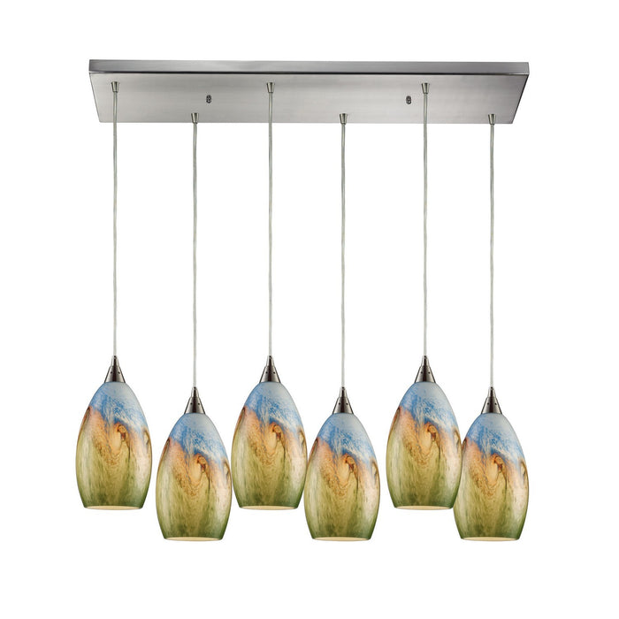 ELK Home 10077/6RC Six Light Pendant, Satin Nickel