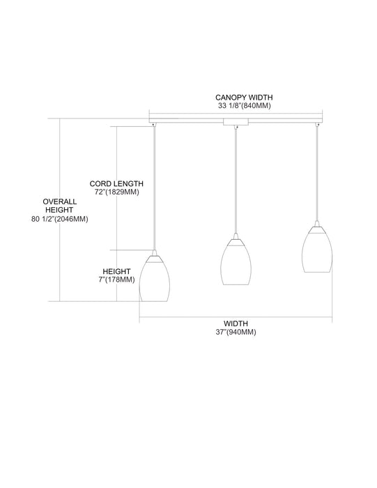 ELK Home 10089/3L-RV Three Light Pendant, Satin Nickel