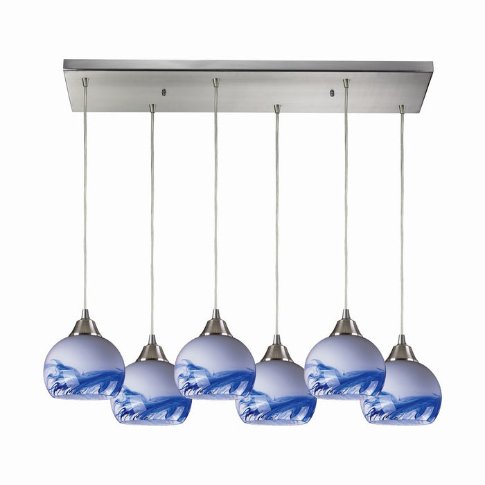 ELK Home 101-6RC-MT Six Light Pendant, Satin Nickel