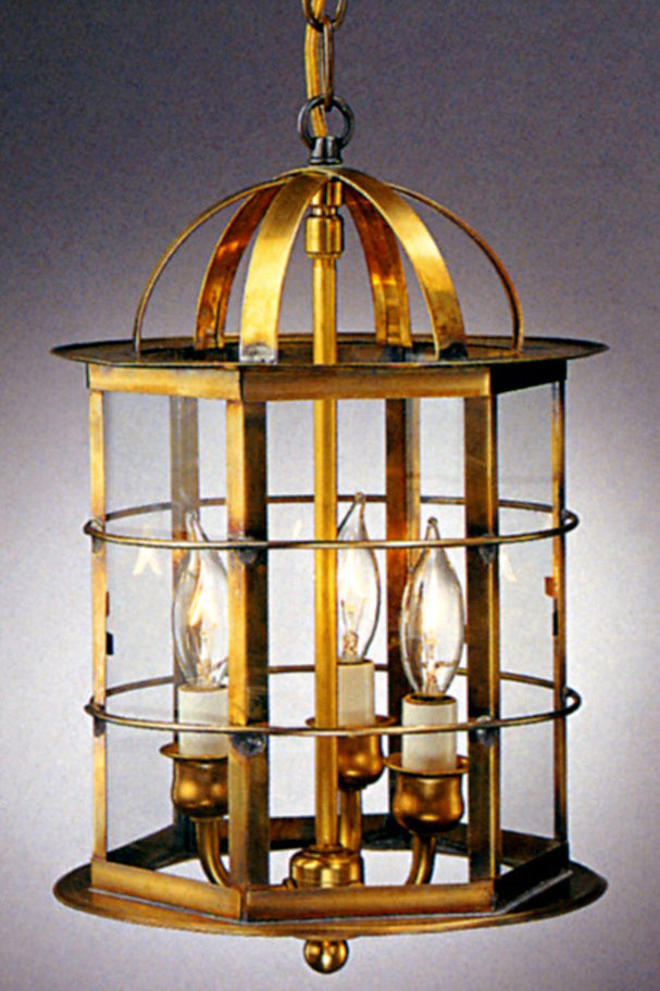 Genie House 13403ABC Three Light Pendant, Antique Brass