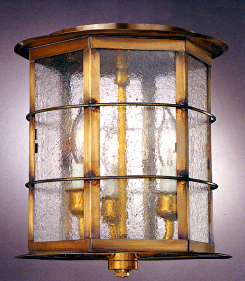 Genie House 13404ABS Three Light Flush Mount, Antique Brass