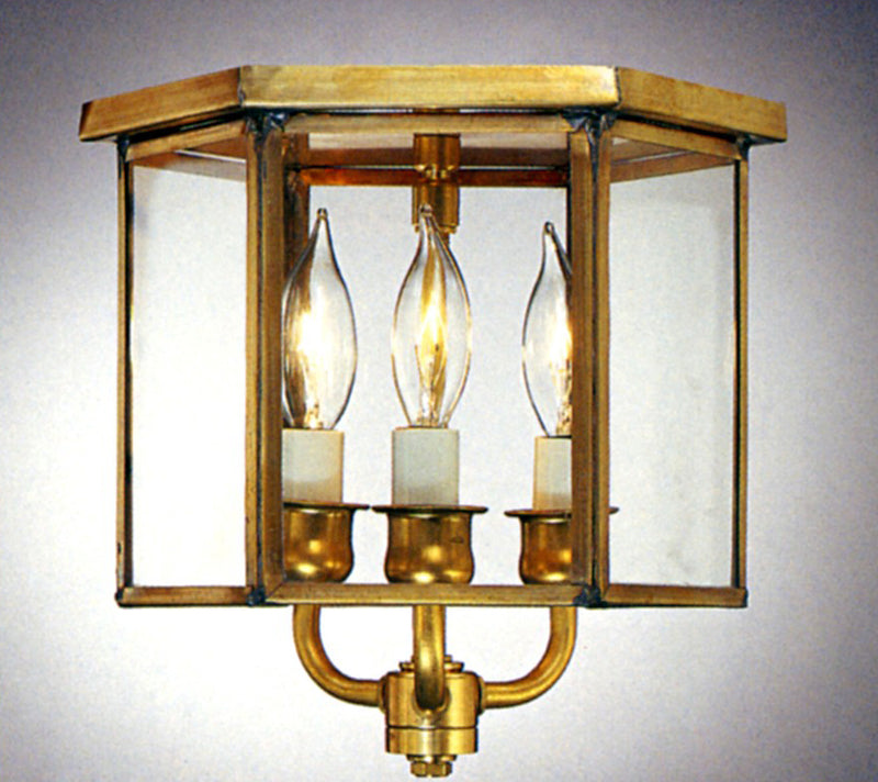 Genie House 13704ABC Three Light Flush Mount, Antique Brass