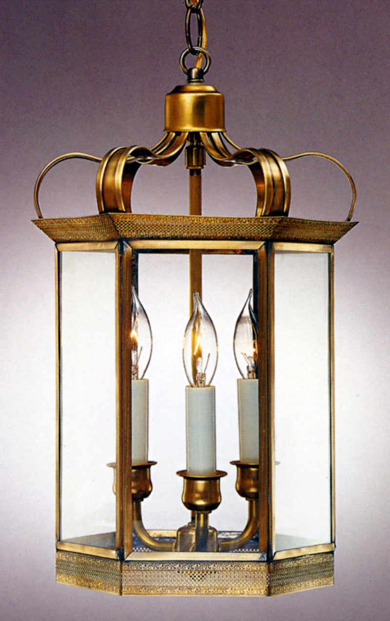 Genie House 13813ABC Three Light Pendant, Antique Brass