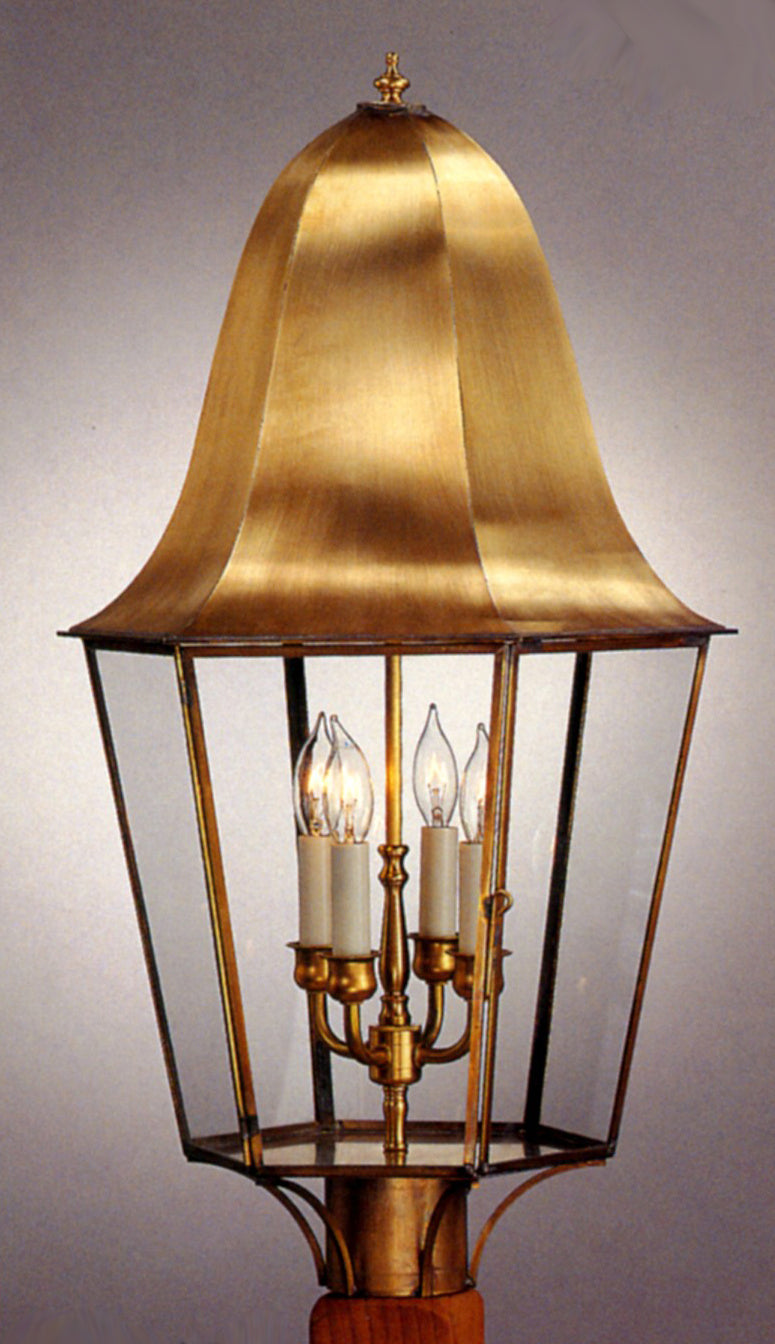 Genie House 15332ABC Three Light Post Mount, Antique Brass
