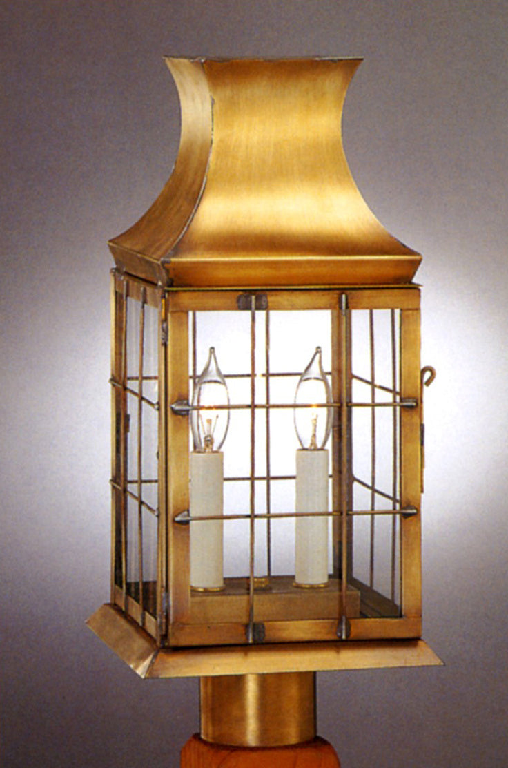 Genie House 19212ABC Two Light Post Mount, Antique Brass