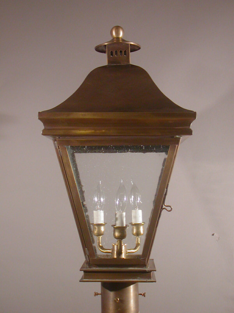 Genie House 35312ABSS Three Light Post Mount, Antique Brass
