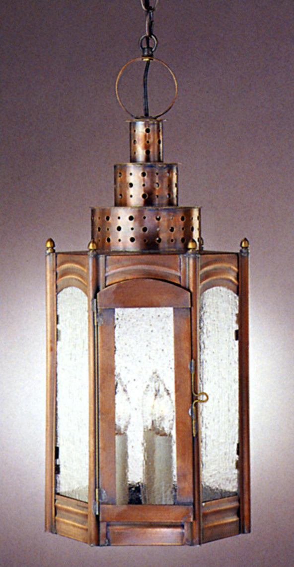 Genie House 37313ACS Three Light Pendant, Antique Copper