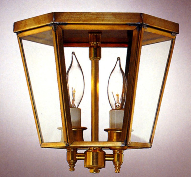 Genie House 63004ABC Two Light Flush Mount, Antique Brass