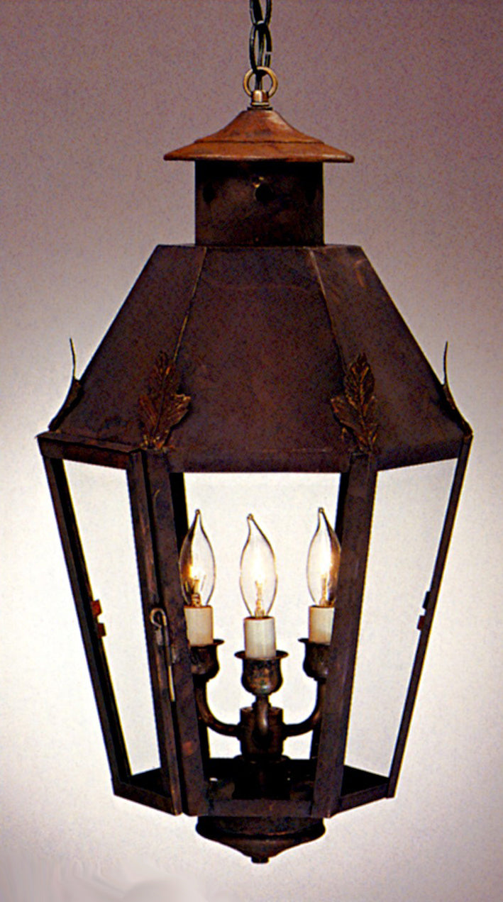 Genie House 68423DCC Three Light Pendant, Dark Copper