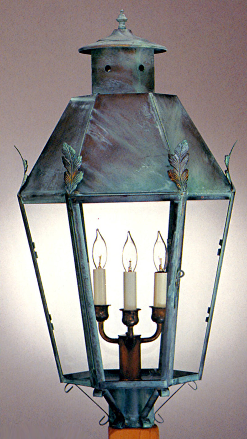 Genie House 68432VGC Three Light Post Mount, Verdi Green