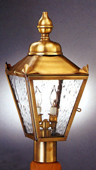 Genie House 82102ABSS Two Light Post Mount, Antique Brass