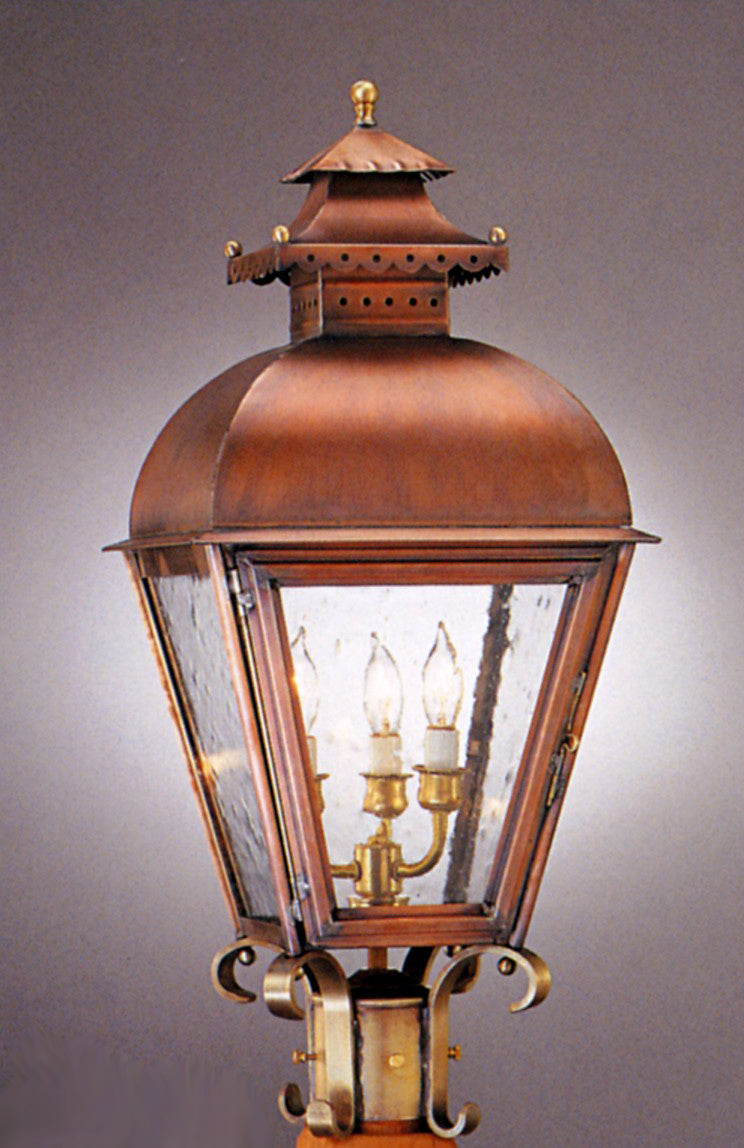 Genie House 85012ACSS Three Light Post Mount, Antique Copper