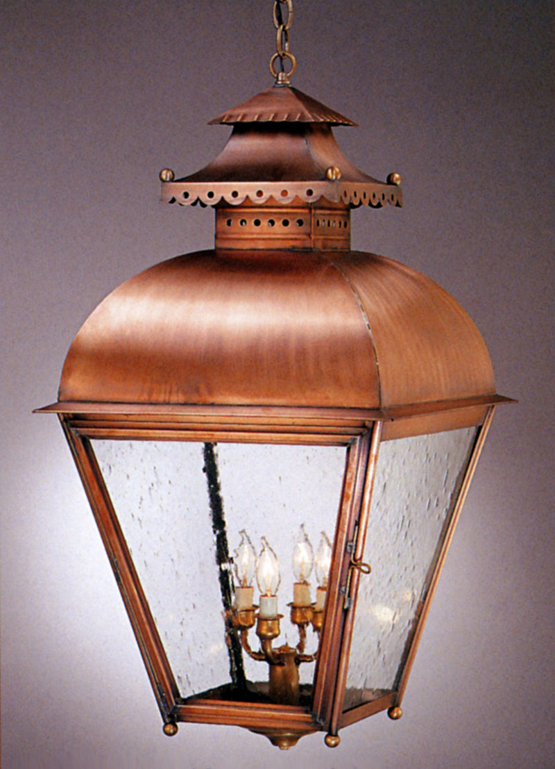 Genie House 85023ACSS Four Light Pendant, Antique Copper