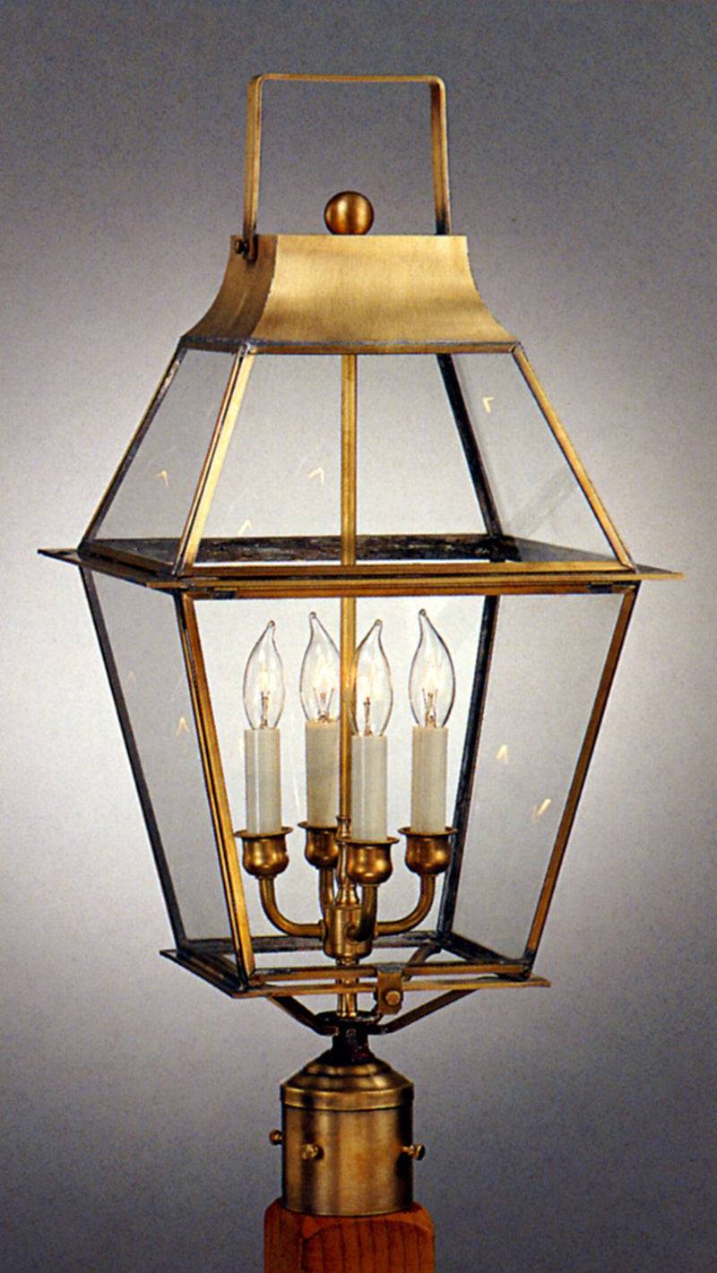 Genie House 90522ABC Four Light Post Mount, Antique Brass