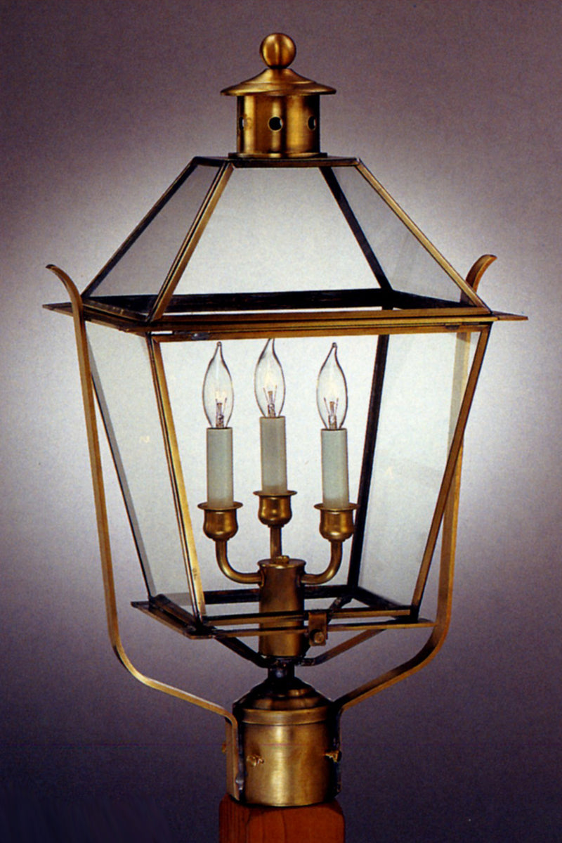 Genie House 91435ABC Three Light Post Mount, Antique Brass