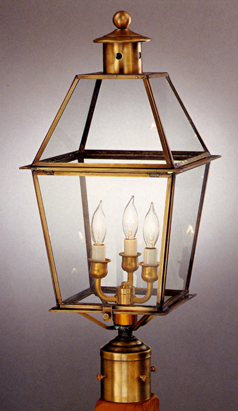 Genie House 93012ABC Three Light Post Mount, Antique Brass