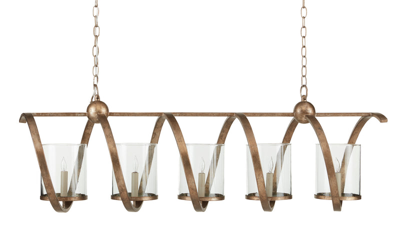 Currey and Company 9915 Five Light Chandelier, Pyrite Bronze