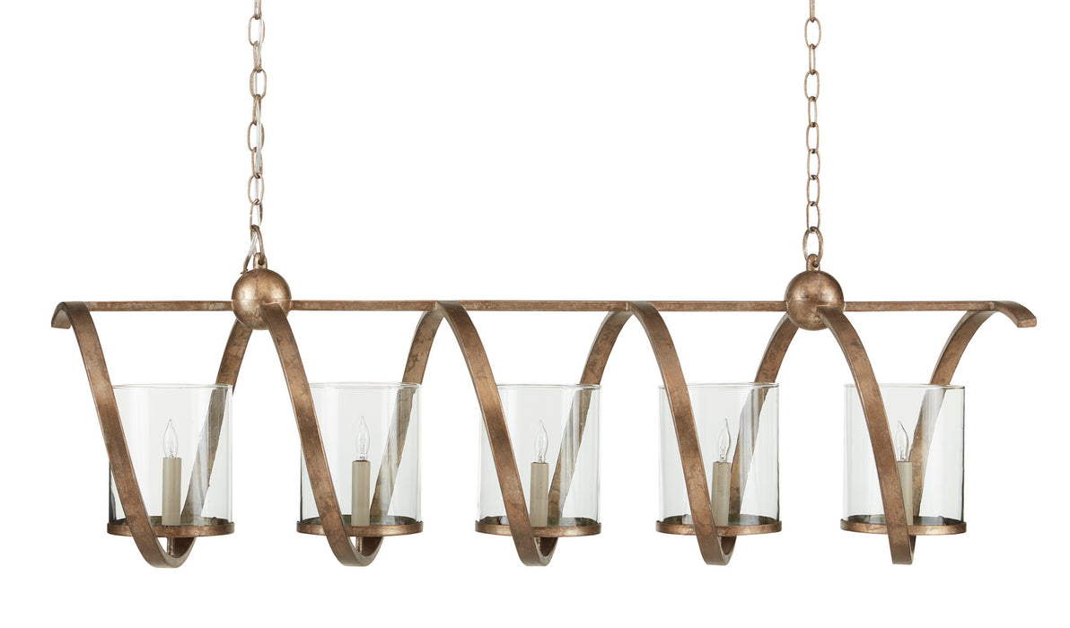 Currey and Company 9915 Five Light Chandelier, Pyrite Bronze