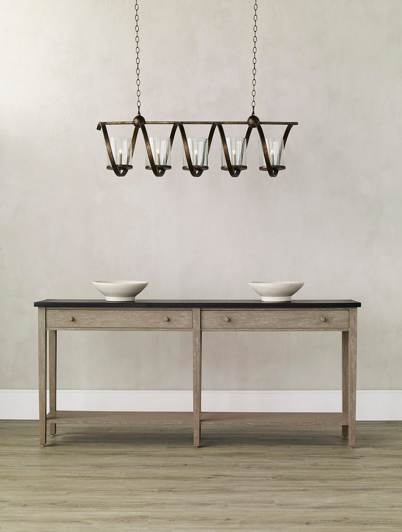 Currey and Company 9915 Five Light Chandelier, Pyrite Bronze
