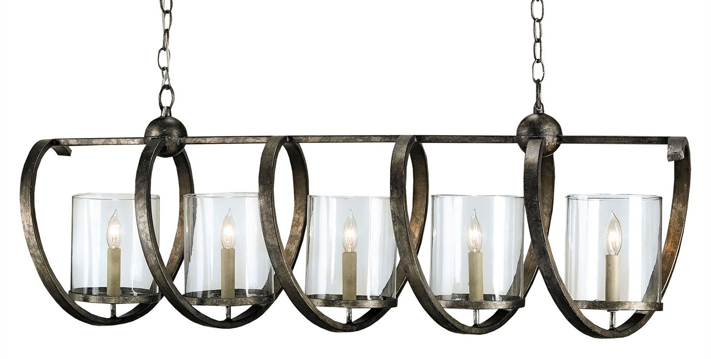 Currey and Company 9915 Five Light Chandelier, Pyrite Bronze