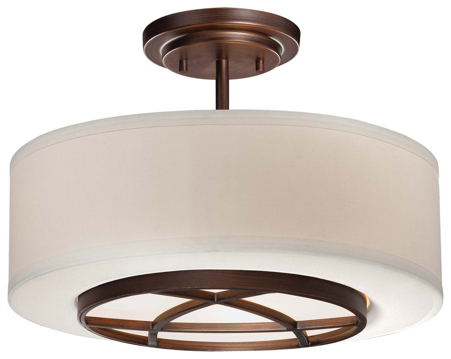 Minka-Lavery 4951-267B Three Light Semi Flush Mount, Dark Brushed Bronze (Painted)