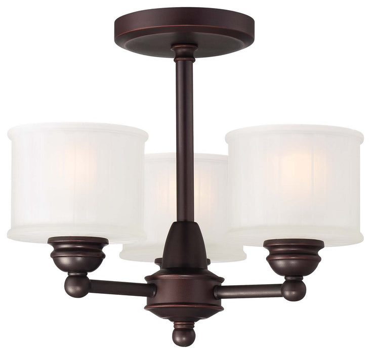 Minka-Lavery 1738-167 Three Light Semi Flush Mount, Lathan Bronze