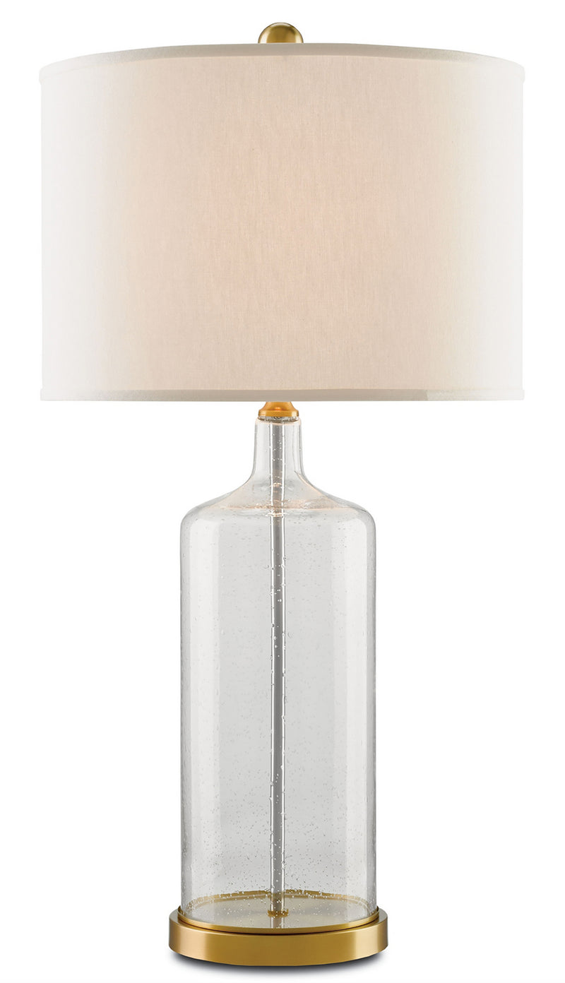 Currey and Company 6510 One Light Table Lamp, Clear Seeded Glass/Brass