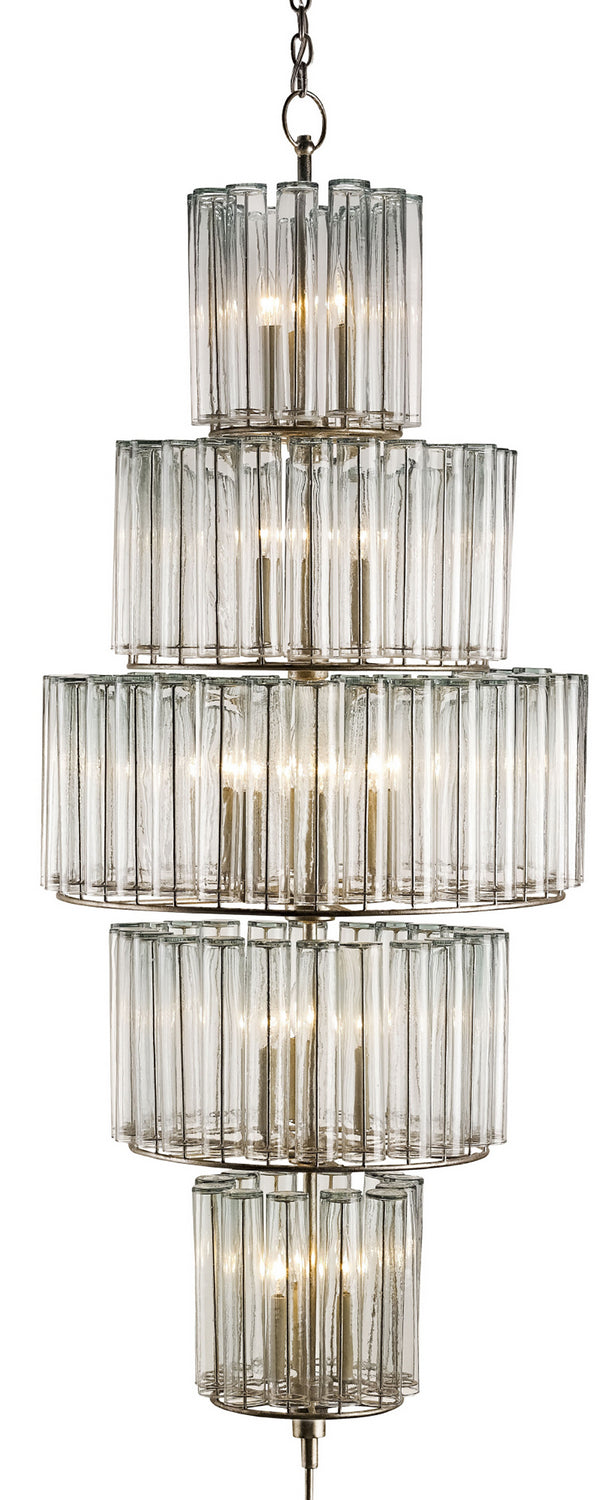 Currey and Company 9311 18 Light Chandelier, Silver Leaf