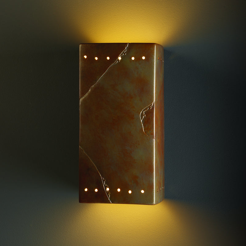 Justice Designs CER-0965W-SLTR Lantern, Tierra Red Slate