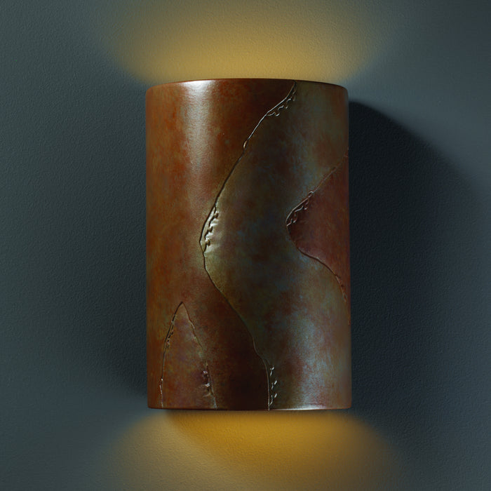 Justice Designs CER-5265-SLTR Wall Sconce, Tierra Red Slate