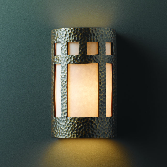 Justice Designs CER-5345-HMBR Wall Sconce, Hammered Brass