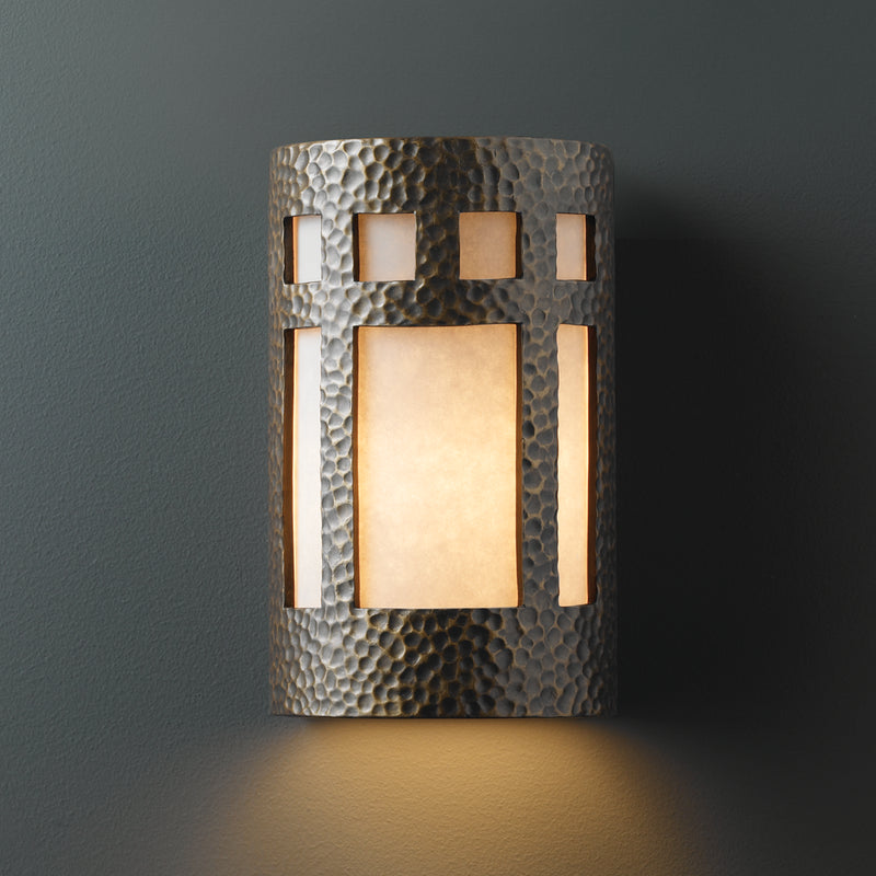 Justice Designs CER-5350W-HMBR Wall Sconce, Hammered Brass
