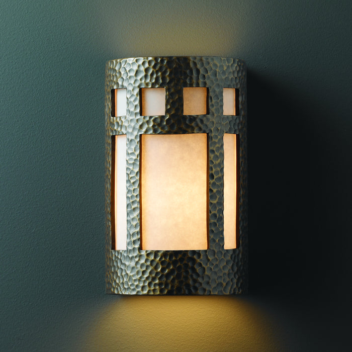 Justice Designs CER-5355-HMBR Wall Sconce, Hammered Brass