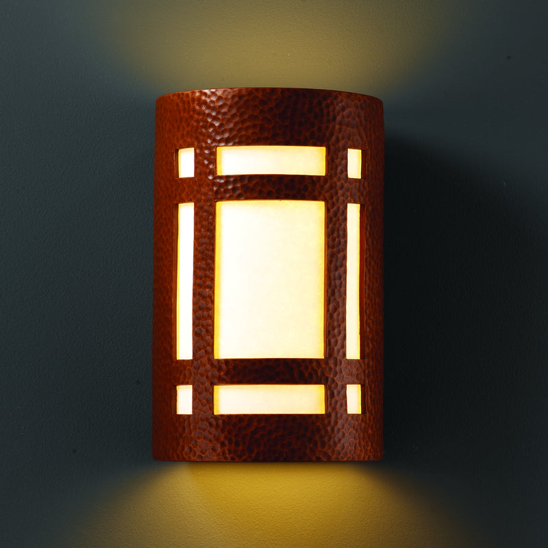 Justice Designs CER-5485-HMCP Wall Sconce, Hammered Copper