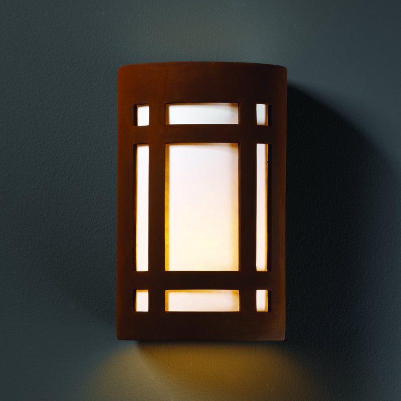 Justice Designs CER-5490W-RRST Wall Sconce, Real Rust