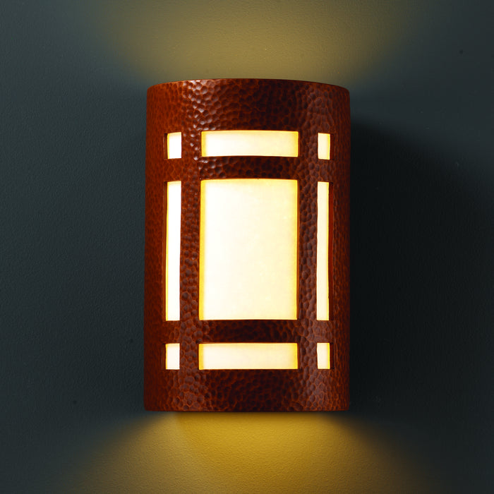 Justice Designs CER-5495-HMCP Wall Sconce, Hammered Copper