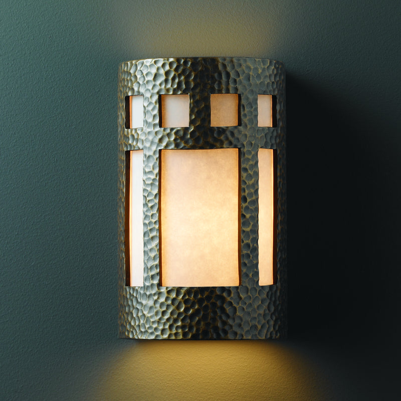 Justice Designs CER-7345W-HMBR Lantern, Hammered Brass