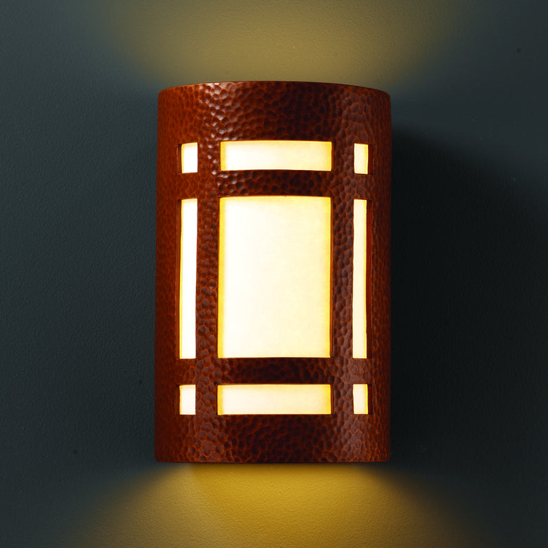 Justice Designs CER-7485-HMCP Lantern, Hammered Copper
