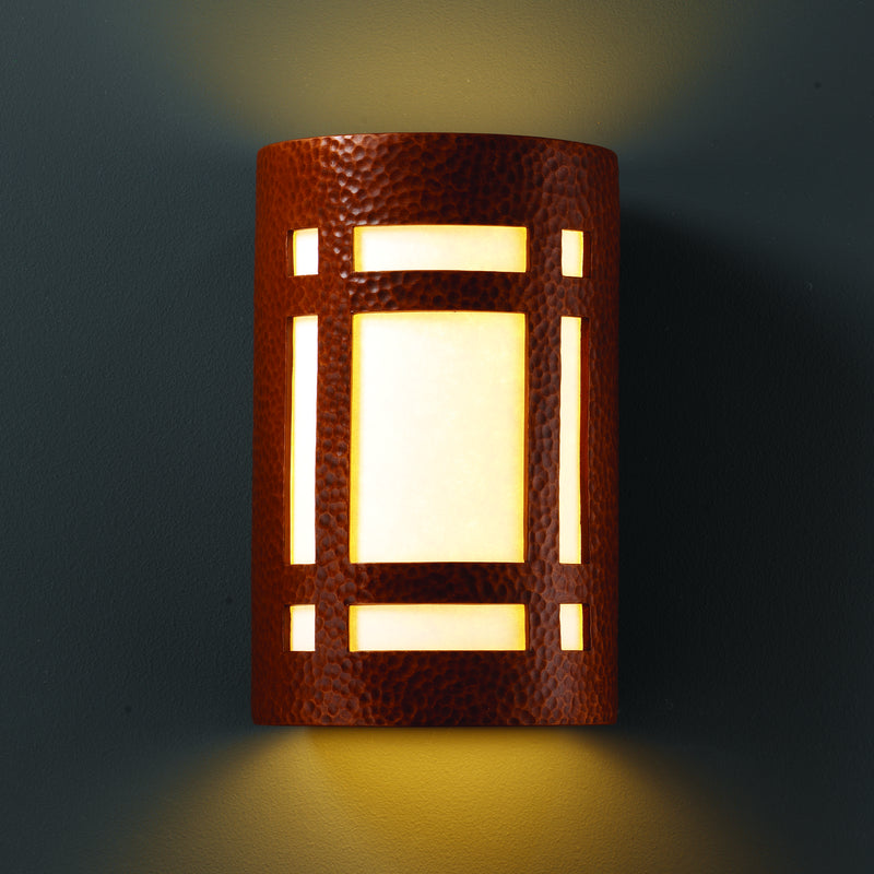 Justice Designs CER-7485W-HMCP Lantern, Hammered Copper